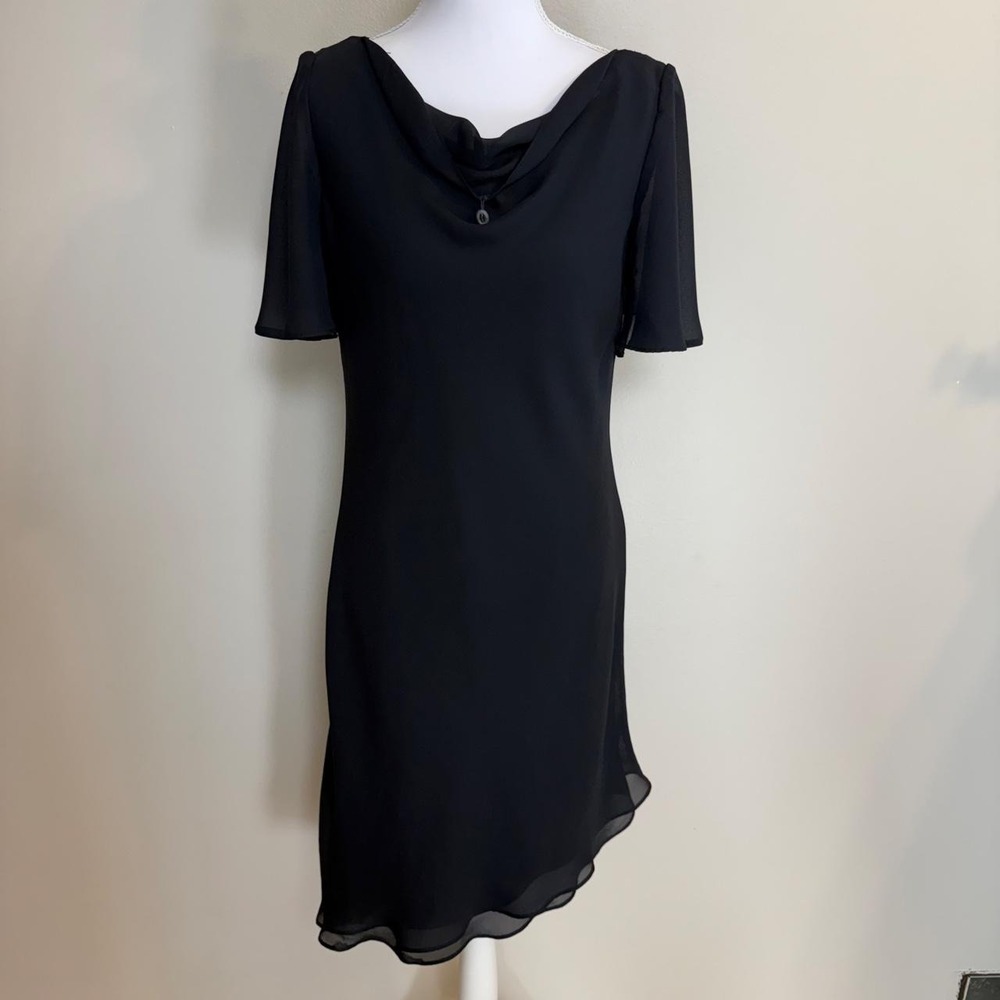 VTG Virgo Cowl Neck Asymmetrical Midi Dress Womens 8 Whimsigoth 90s Romantic